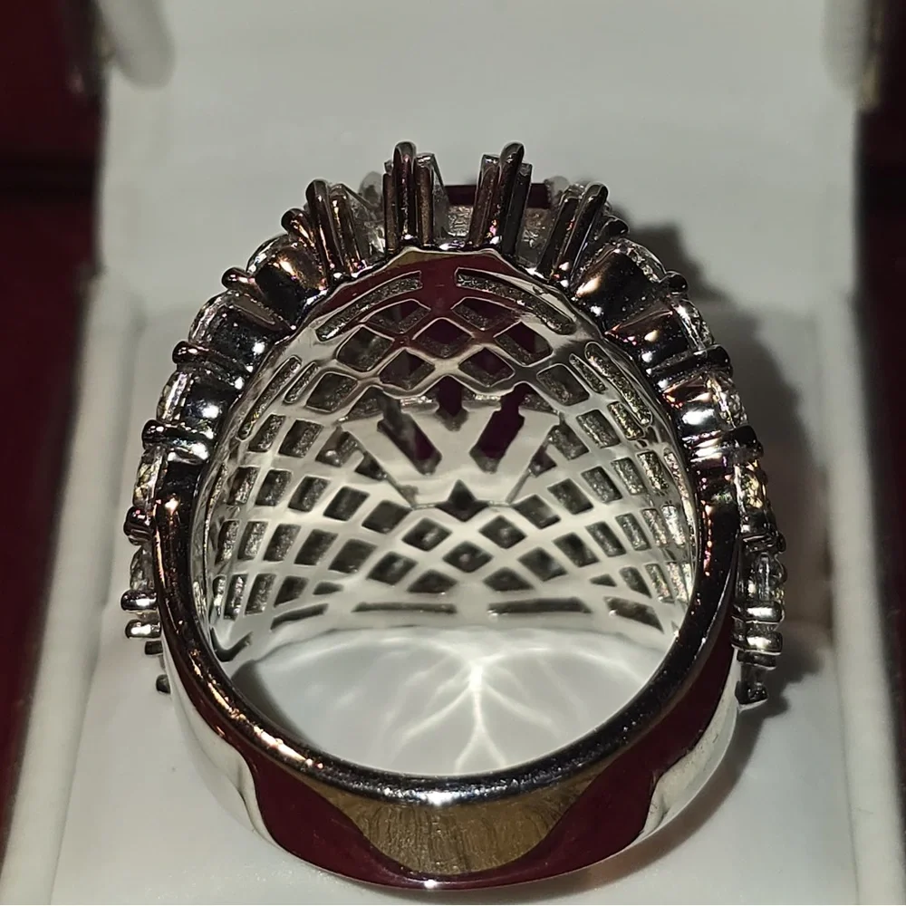 Charles Winston - Bella Luce Sterling Silver and Lab Ruby Gemstone Ring - Picture 2 of 2
